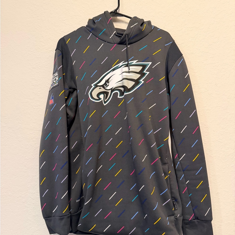 Nike Men's Black Philadelphia Eagles Hoodie with Multicolor Accent Dashes